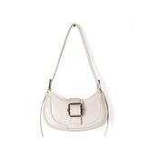 Buckled Strap Pu Leather Shoulder Bag