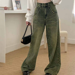 Vintage Faded Wash Straight Leg Boyfriend Jeans