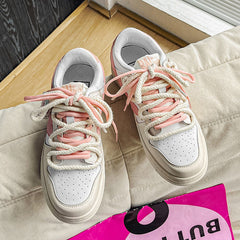 Vintage Heart Patch Pu Leather Paneled Sneakers