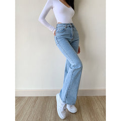 Washed High Waist Slim Flare Jeans