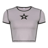 Stitched Star Print Baby Crop Top