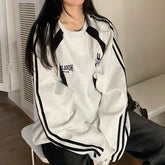 Letter Print Piping Detail Raglan Sweatshirt