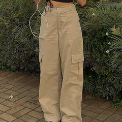 Pocket Patched Straight Cargo Jeans