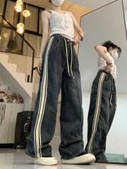 Vintage Wash Striped Boyfriend Jeans