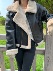 Lamb Wool Motorcycle Leather Jacket