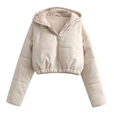 Zipper Hooded Crop Puffer Jacket
