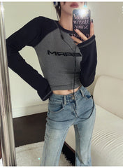 Logo Graphic Long Sleeve Crop Top