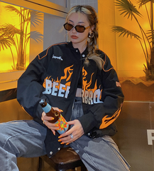 Retro Flame Varsity Jacket