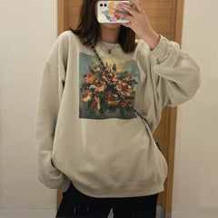 Retro Flowers Oil Painting Sweatshirt