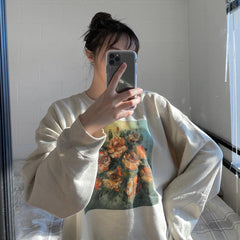 Retro Flowers Oil Painting Sweatshirt