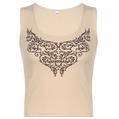 Embroidery Grunge Graphic Tank Top