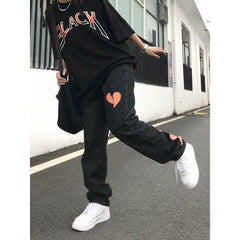 Heart Print Boyfriend Jeans