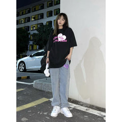 Heart Print Boyfriend Jeans