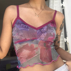 Mesh Fairy Lavender Crop Cami Top