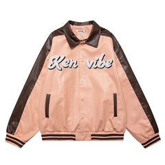 Oversized Pu Leather Varsity Jacket