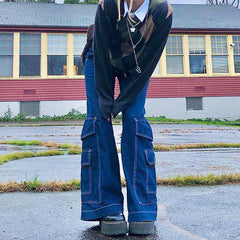 Pocket Detail Vintage Straight Leg Jeans