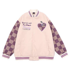 Retro Checkerboard Baseball Jacket