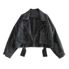 Topstitched Decorative Pu Leather Jacket
