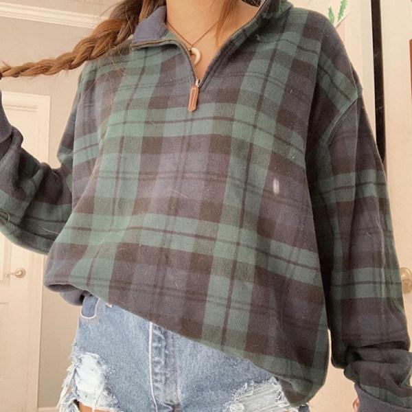 90's Vintage Plaid Sweatshirt