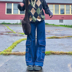 Pocket Detail Vintage Straight Leg Jeans