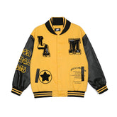 Vintage Pu Leather Varsity Jacket