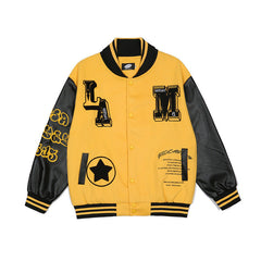 Vintage Pu Leather Varsity Jacket