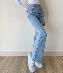 Washed High Waist Slim Flare Jeans