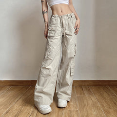 Washed Pocket Solid Cargo Pants