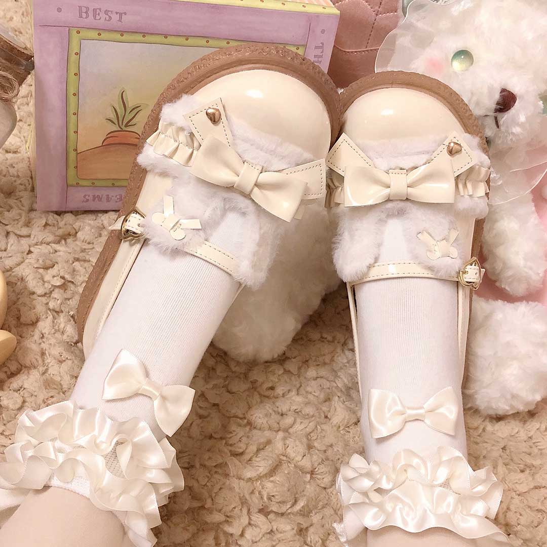 Cute Rabbit Bow Warm Shoes