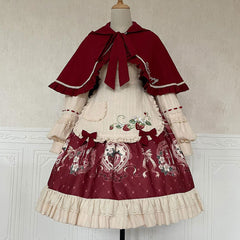 Strawberry Bow Dress Cape Set