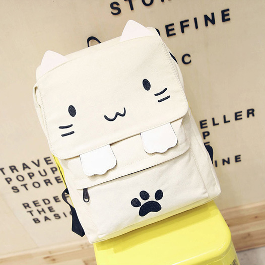 Cartoon Cat Canvas Backpack