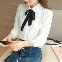 Bowknot Tie Sweet Chiffon Blouse