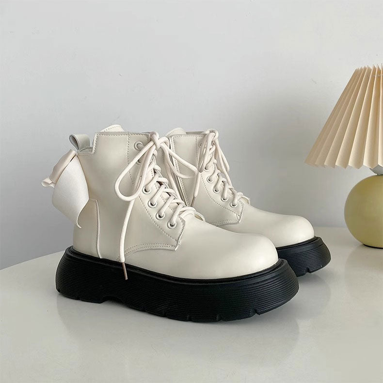 Bow Platform Ankle Boots