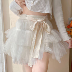 Lace Bow Gauze Skirt