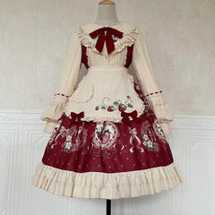 Strawberry Bow Dress Cape Set