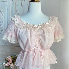 Lace Bow Flower Shirt