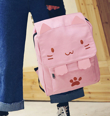 Cartoon Cat Canvas Backpack