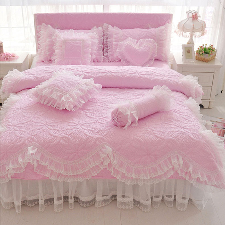 4 Piece Lace Flower Bed Sheet Set