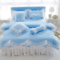 4 Piece Lace Flower Bed Sheet Set