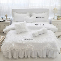 4 Piece Lace Flower Bed Sheet Set