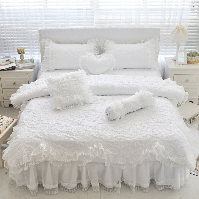 4 Piece Lace Flower Bed Sheet Set