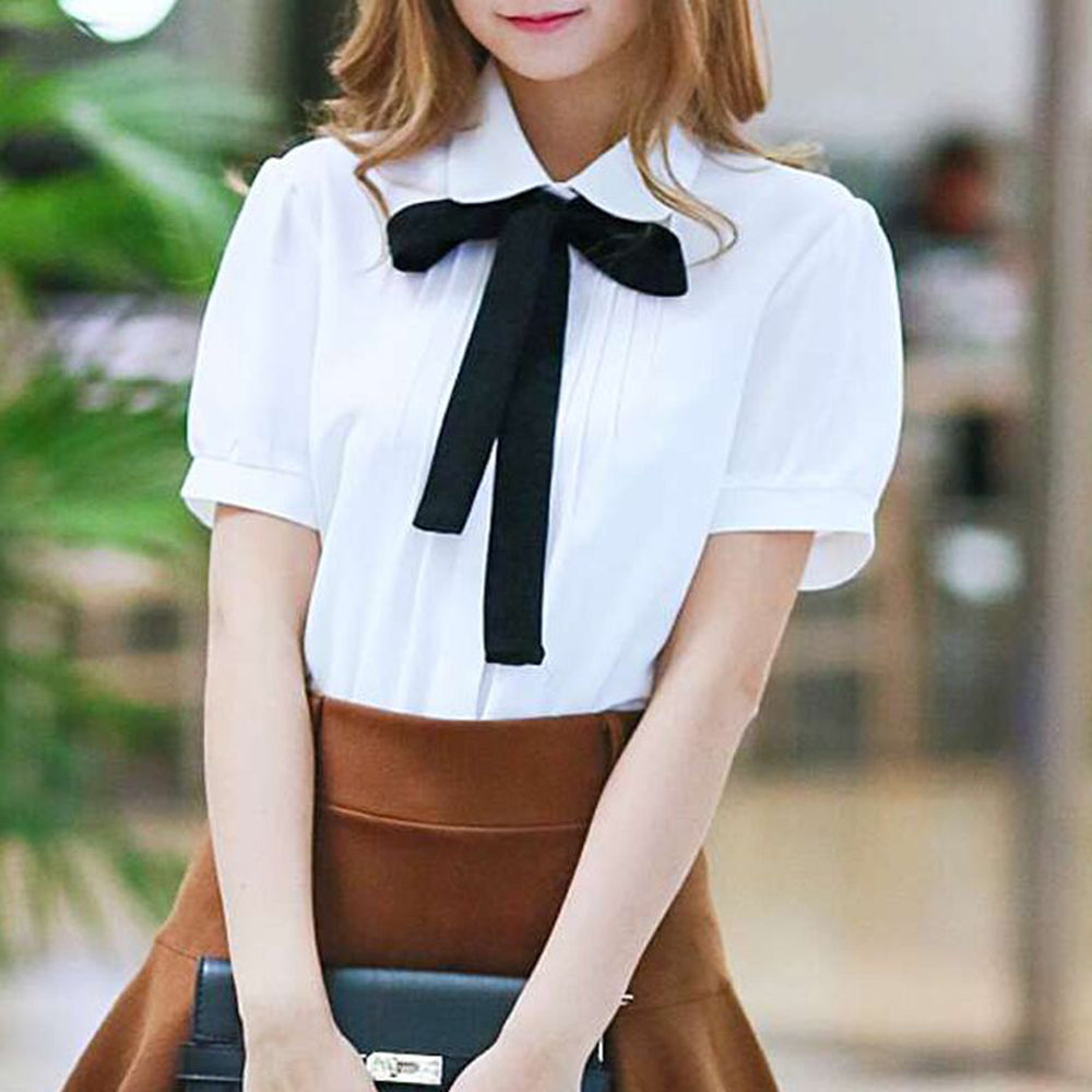 Bowknot Tie Sweet Chiffon Blouse