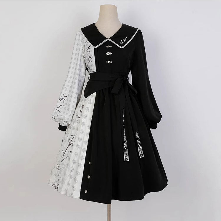 Bamboo Bow Black Hanfu Dress