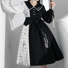 Bamboo Bow Black Hanfu Dress