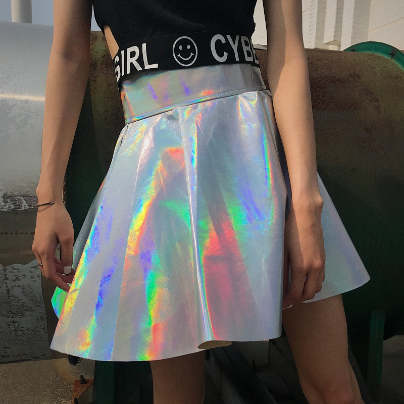 Harajuku Silver Tall Waist Skirt