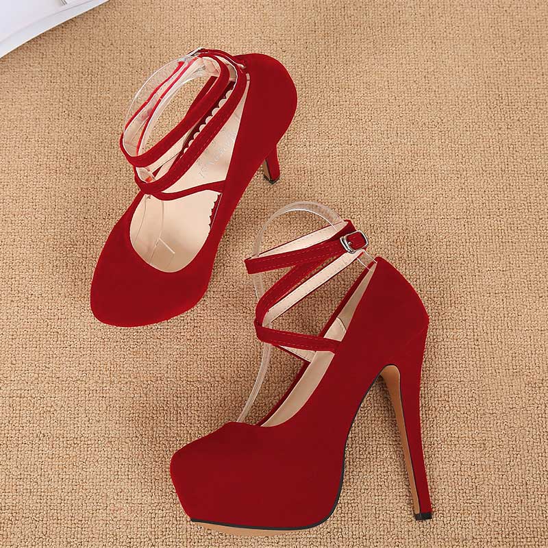 Fashion Cross Strap Heels Shoes