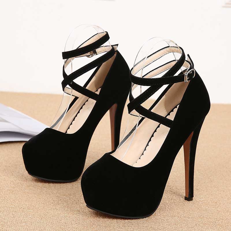 Fashion Cross Strap Heels Shoes