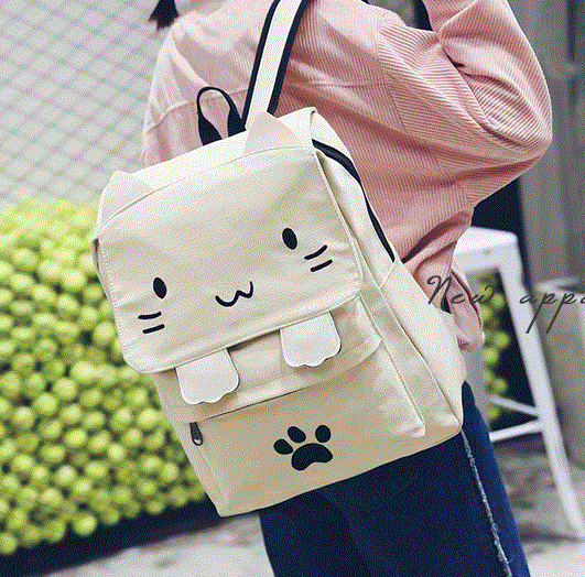 Cartoon Cat Canvas Backpack