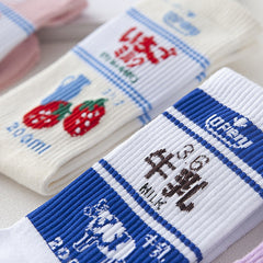 Cute Strawberry Milk Socks