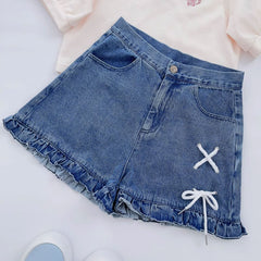 Lace Denim Shorts